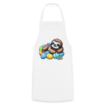 mignon paresseux oeuf de Pâques dessin animé Chilling Easter - Tablier de cuisine - blanc - Devant - AI Model Male 185 dark (185cm)
