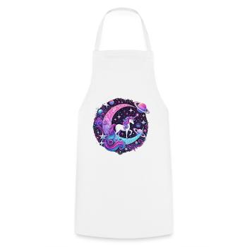 Galactic Unicorn on the Moon.  - Cooking Apron - white - Front - AI Model Male 185 dark (185cm)