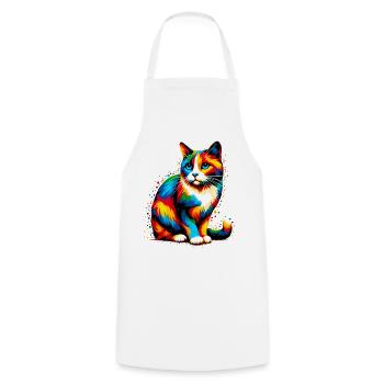 Cat - Cooking Apron - white - Front - AI Model Male 185 dark (185cm)