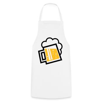 Bayrischer Bierkrug (Bier / Maßkrug / L / \ / 2C) - Kochschürze - Weiß - Vorne - AI Model Male 185 dark (185cm)