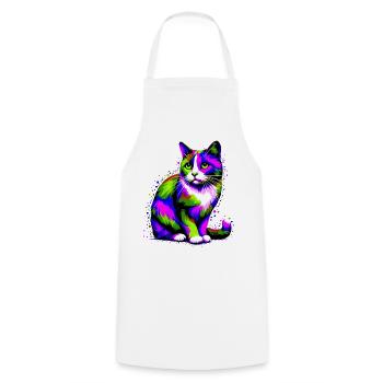 Cat - Cooking Apron - white - Front - AI Model Male 185 dark (185cm)