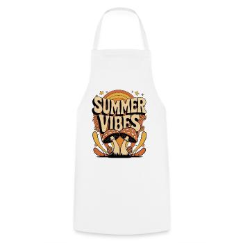 Summer Vibes Retro Mushroom Hippie Festival Summer - Cooking Apron - white - Front - AI Model Male 185 dark (185cm)