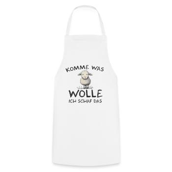 Komme was wolle ich Schaf das Schaf Wolle - Kochschürze - Weiß - Vorne - AI Model Male 185 dark (185cm)