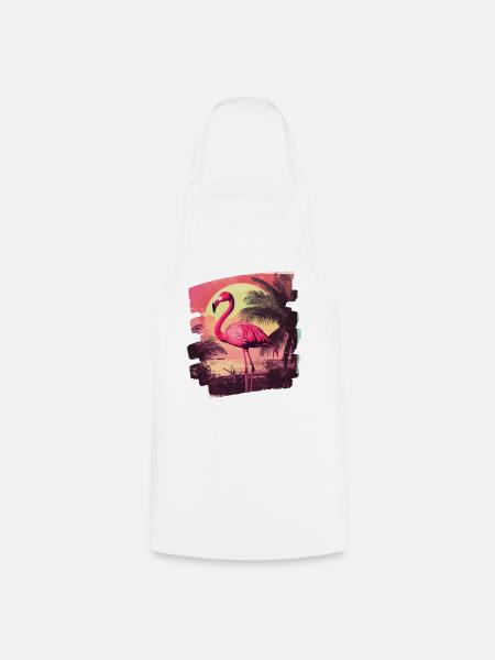 Flamingo - Kochschürze - Weiß