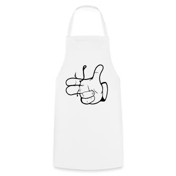 Peow Peow - Anglerhand - Nokidding-Fishing - Cooking Apron - white - Front - AI Model Male 185 dark (185cm)