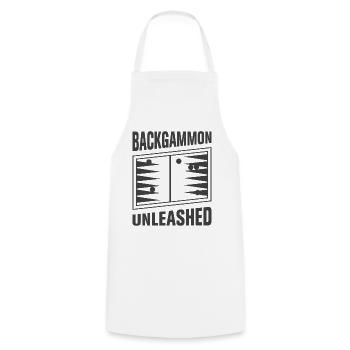 Backgammon Spiel - Kochschürze - Weiß - Vorne - AI Model Male 185 dark (185cm)