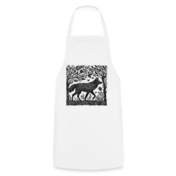 Gravure sur bois Wilderness Wolf Woodland Nature Gift - Tablier de cuisine - blanc - Devant - AI Model Male 185 dark (185cm)