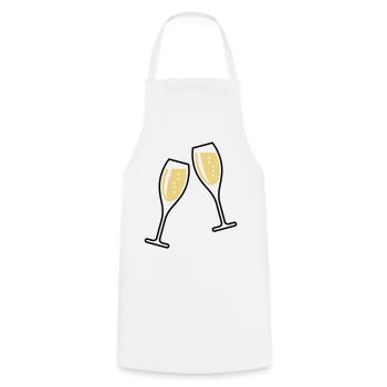 2 Glasses Of Sparkling Wine (Oval / Closed / 2C) - Cooking Apron - white - Front - AI Model Male 185 dark (185cm)
