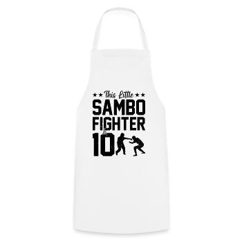 This little Sambo fighter is 10 - Sambo Kids - Cooking Apron - white - Front - AI Model Male 185 dark (185cm)