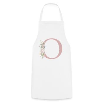 o Monogramme, Floral, Personnalisable - Tablier de cuisine - blanc - Devant - AI Model Male 185 dark (185cm)