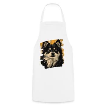 Finnischer Lapphund - Kochschürze - Weiß - Vorne - AI Model Male 185 dark (185cm)