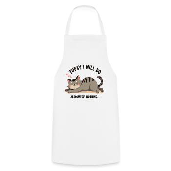 Lazy Cat Lifestyle – Fun Lazy Cat Design - Cooking Apron - white - Front - AI Model Male 185 dark (185cm)