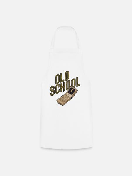 Altmodisches Retro-Klapphandy - Kochschürze - Weiß
