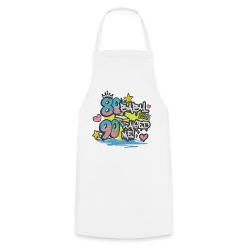 Bébé des années 80 Raised Me des années 90 - Motif graffiti - Tablier de cuisine - blanc - Devant - AI Model Male 185 dark (185cm)