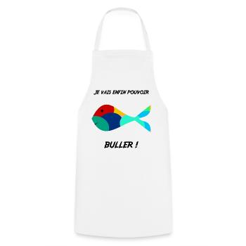 APRIL FOOL. FISH. SARDINE. ANNIVERSARY - Cooking Apron - white - Front - AI Model Male 185 dark (185cm)