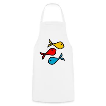 POISSON. SARDINE. POISSON D'AVRIL. MER. OCÉAN - Tablier de cuisine - blanc - Devant - AI Model Male 185 dark (185cm)