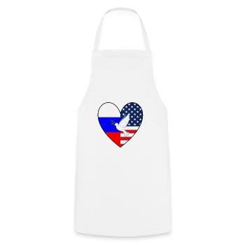 USA Russland Flagge Herz Friedenstaube - Kochschürze - Weiß - Vorne - AI Model Male 185 dark (185cm)