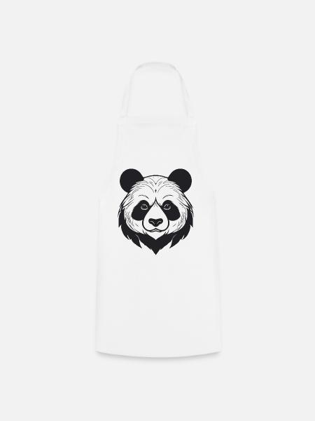 Panda Illustration in Schwarz-Weiß - Kochschürze - Weiß