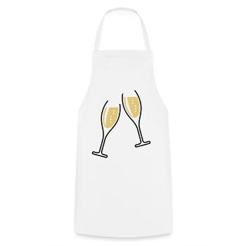 2 Glasses Of Sparkling Wine (Oval / Open / 2C) - Cooking Apron - white - Front - AI Model Male 185 dark (185cm)