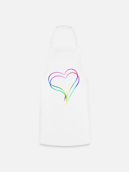 Herzen Regenbogen - Liebe - Kochschürze - Weiß