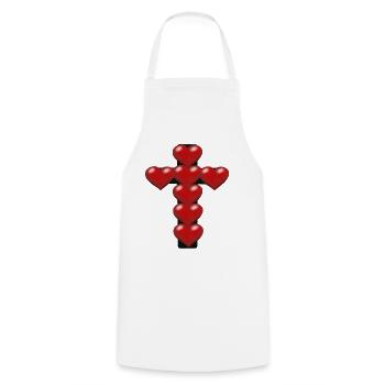 Heart Hearts Cross Crosses Crucifix - Cooking Apron - white - Front - AI Model Male 185 dark (185cm)