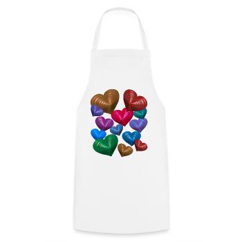 Heart Hearts Birthday Valentine's Day Mother's Day - Cooking Apron - white - Front - AI Model Male 185 dark (185cm)