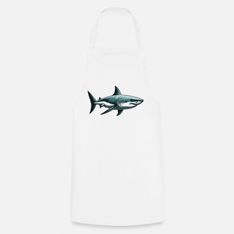 Grand requin blanc - Tablier de cuisine - blanc
