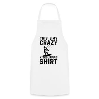 This is my crazy Kitesurfing shirt Kiteboarding - Cooking Apron - white - Front - AI Model Male 185 dark (185cm)