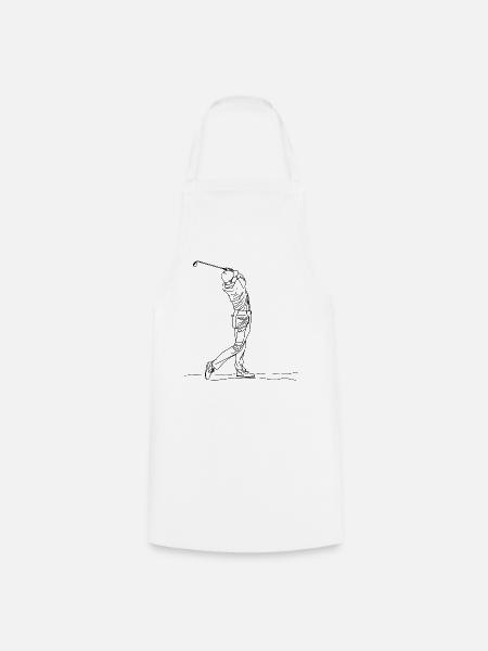 Golf Boy One Line Drawing - Kochschürze - Weiß