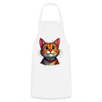 Chat mignon - Tablier de cuisine - blanc - Devant - AI Model Male 185 dark (185cm)