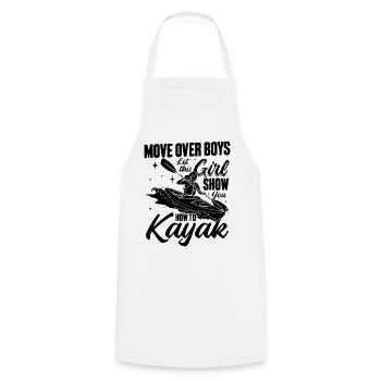Déplacez-vous les garçons, laissez cette fille vous montrer comment faire du kayak - Tablier de cuisine - blanc - Devant - AI Model Male 185 dark (185cm)