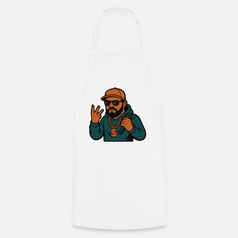 Rappeur – micro à la main, style dans le sang - Tablier de cuisine - blanc
