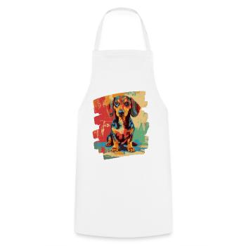 Dachshund - Cooking Apron - white - Front - AI Model Male 185 dark (185cm)