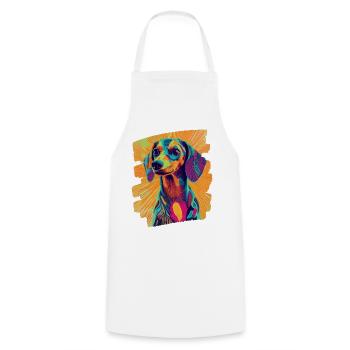 Dackel Dachshund - Kochschürze - Weiß - Vorne - AI Model Male 185 dark (185cm)