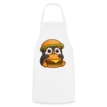 Süßer Pinguin mit Hamburger Cheeseburger Fast Food - Kochschürze - Weiß - Vorne - AI Model Male 185 dark (185cm)