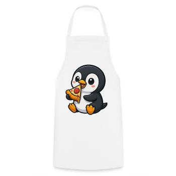 mignon pingouin pizza pizza lover dessin animé - Tablier de cuisine - blanc - Devant - AI Model Male 185 dark (185cm)