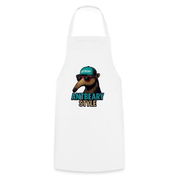 Antbeary Style Aardvark Cartoon - Cooking Apron - white - Front - AI Model Male 185 dark (185cm)