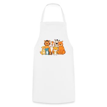Playful Animal Family Comic Design - Cooking Apron - white - Front - AI Model Male 185 dark (185cm)