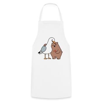North Sea Seagull Brown Bear Friendship Love Lean - Cooking Apron - white - Front - AI Model Male 185 dark (185cm)