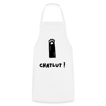 Le chat qui dit Chatlut - Tablier de cuisine - blanc - Devant - AI Model Male 185 dark (185cm)