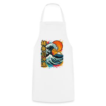 Große Welle Kanagawa Farb Splash Hokusai Kunst - Kochschürze - Weiß - Vorne - AI Model Male 185 dark (185cm)