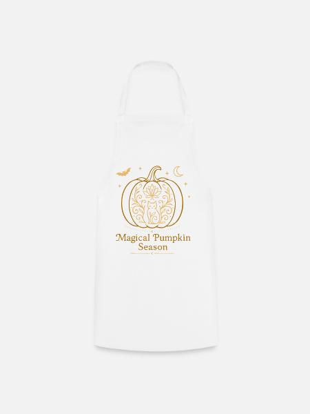 Magischer Kürbis - Herbst Design mit Katze - Kochschürze - Weiß