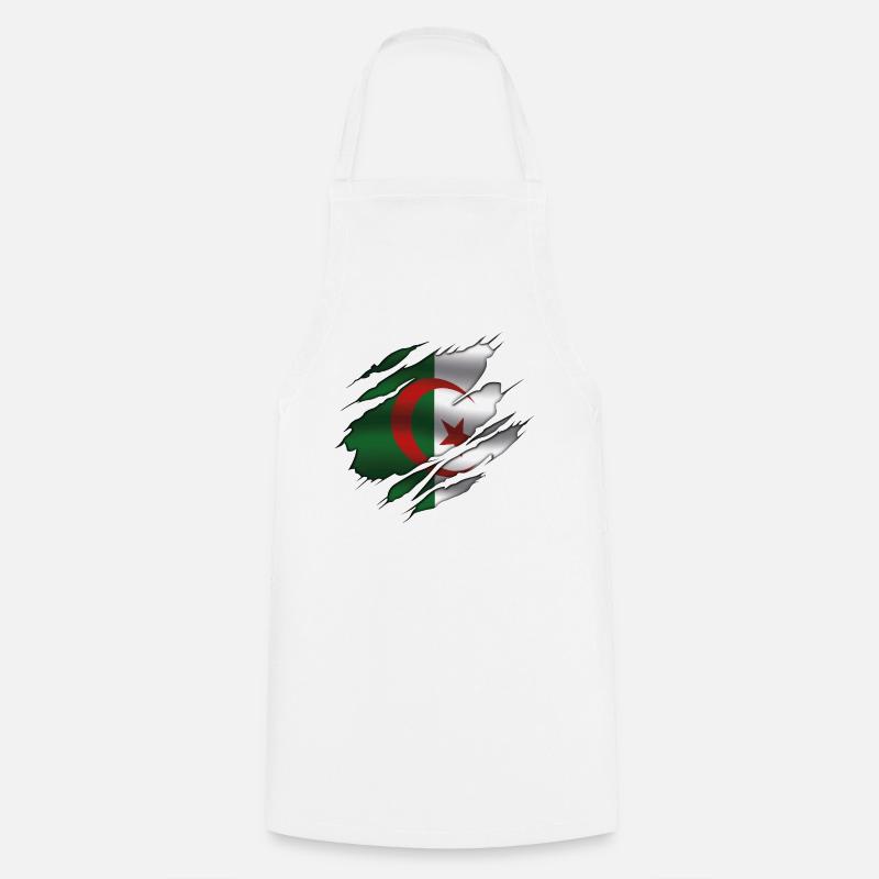 Drapeau de l’Algérie - Algérie - Drapeau déchiré - Tablier de cuisine - blanc