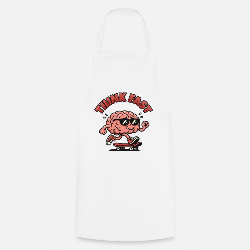 Think Fast Brain Skate - Cooking Apron - white