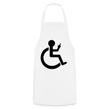 Wheelchair user with a clear opinion # - Cooking Apron - white - Front - AI Model Male 185 dark (185cm)