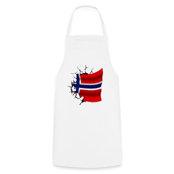 Flag of Norway - Norway - Flag Broken Design - Cooking Apron - white - Front - AI Model Male 185 dark (185cm)