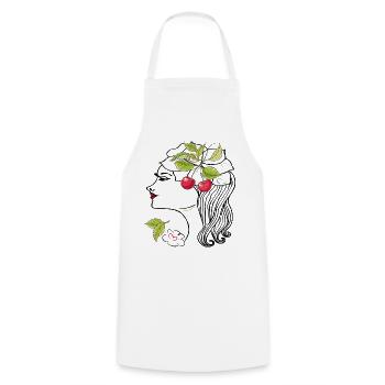 Tête de femme aux cerises - Tablier de cuisine - blanc - Devant - AI Model Male 185 dark (185cm)