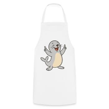 Sceau joyeux - Tablier de cuisine - blanc - Devant - AI Model Male 185 dark (185cm)