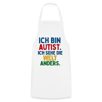 Ich bin Autist Ich sehe die Welt anders Spruch - Kochschürze - Weiß - Vorne - AI Model Male 185 dark (185cm)