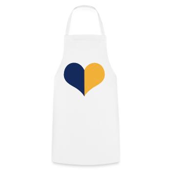 Upper Lusatia - blue yellow heart - Cooking Apron - white - Front - AI Model Male 185 dark (185cm)